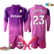 Camiseta Aston Villa Emiliano Martinez #23 Portero Tercera Equipación para niños 2025-26 manga larga (+ pantalones cortos)